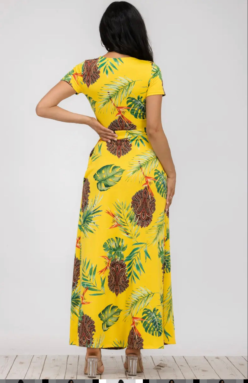 PLUS SHORT SLEEVE MAXI DRESS - CANARY YELLOW